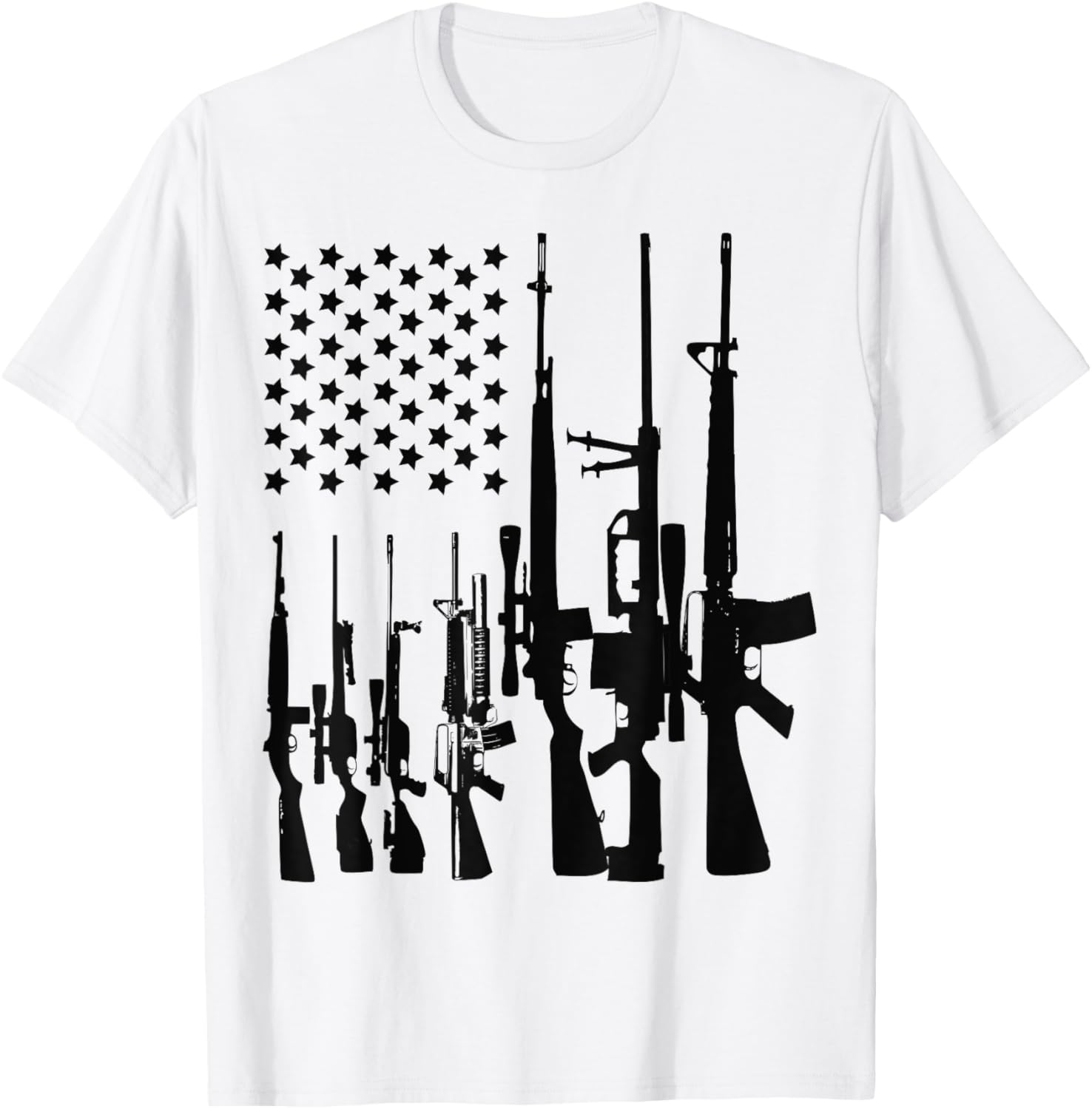 American Flag With Rifles Firearms Stripes Graphic Gun Women Men
