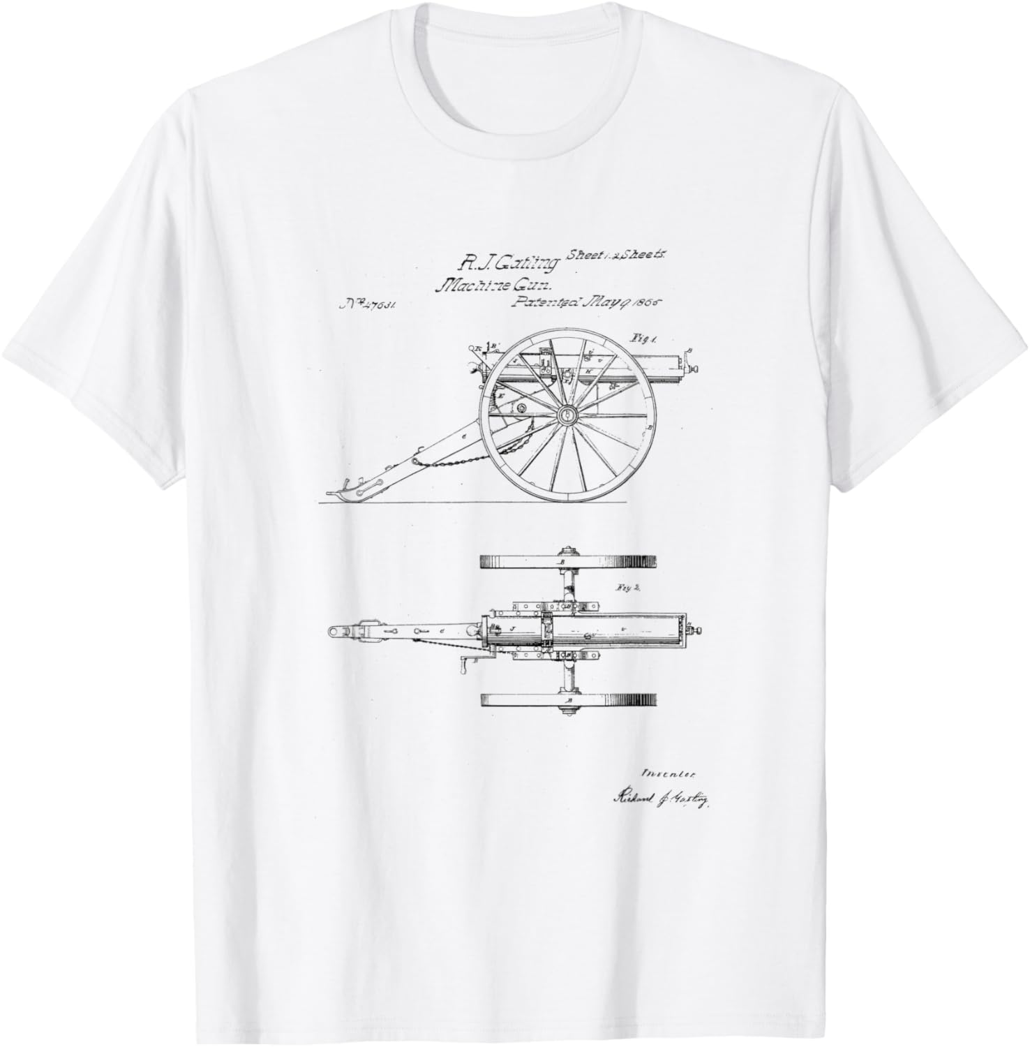 Gatling Gun Patent T Shirt