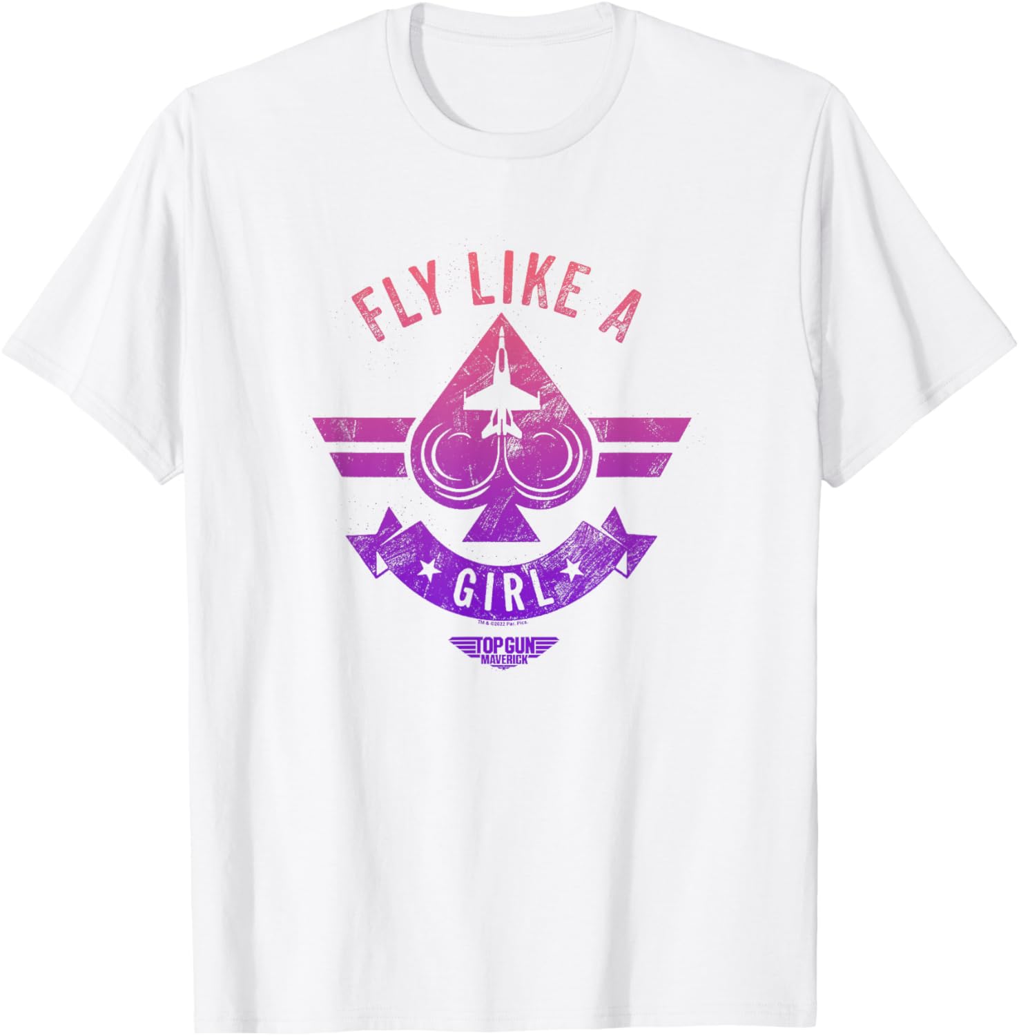 Top Gun Maverick Fly Like A Girl Neon Spade Logo