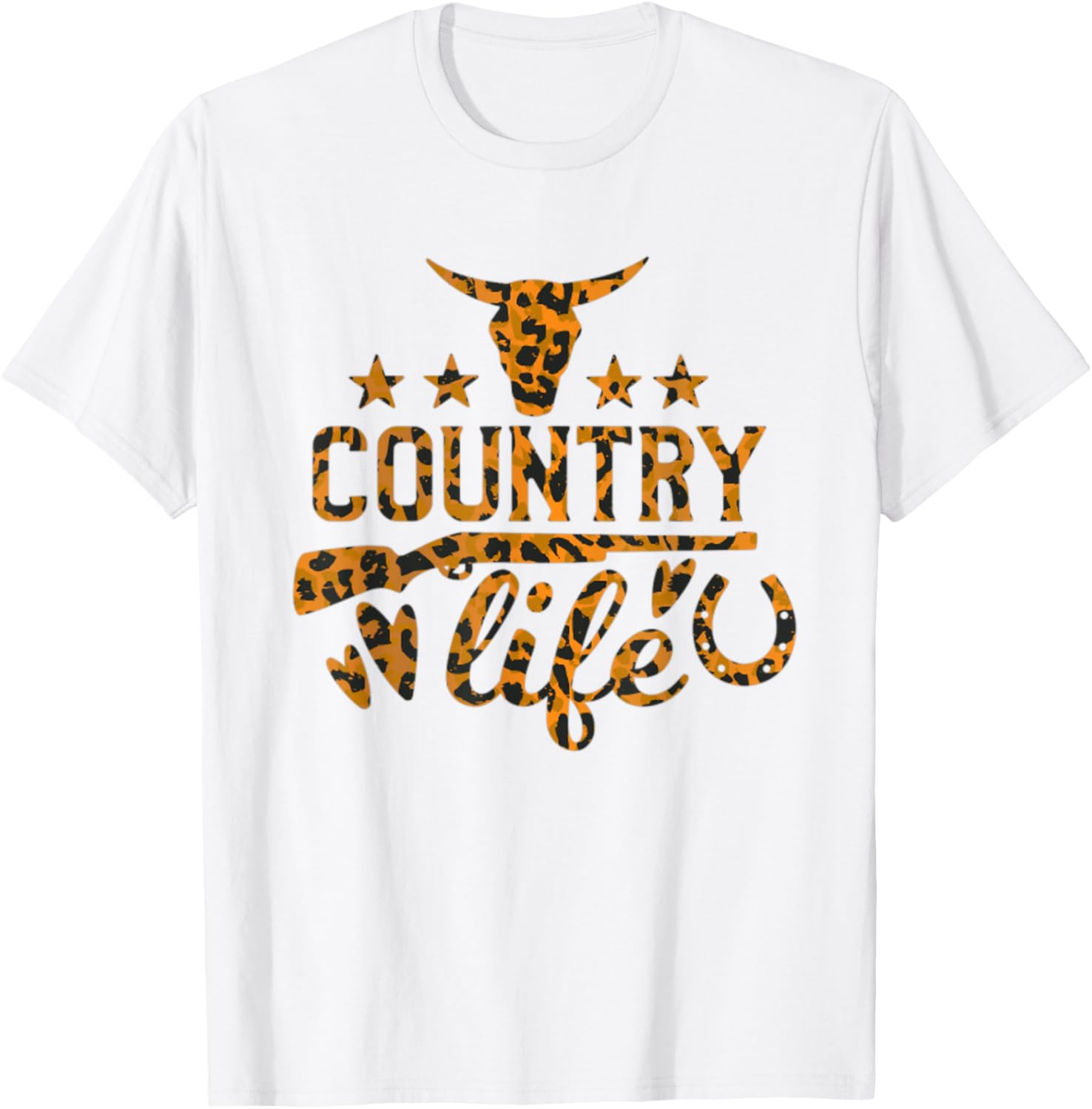 Country Life Leopard Print Gun Cow Bull Horns