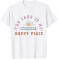 The Lake Is My Happy Place Summer Sun Water Nature Vacation T-Shirt for Men Women Kids