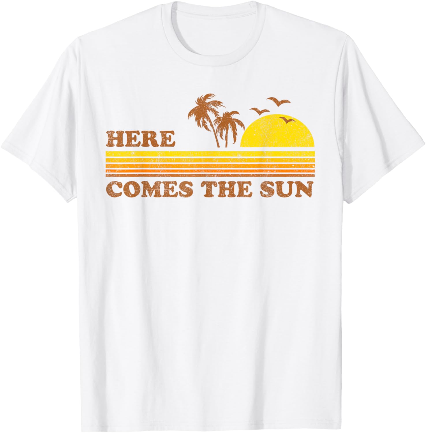 Vintage Here Comes The Sun Beach Retro Sunset 70's Gift Idea Men Women Kids