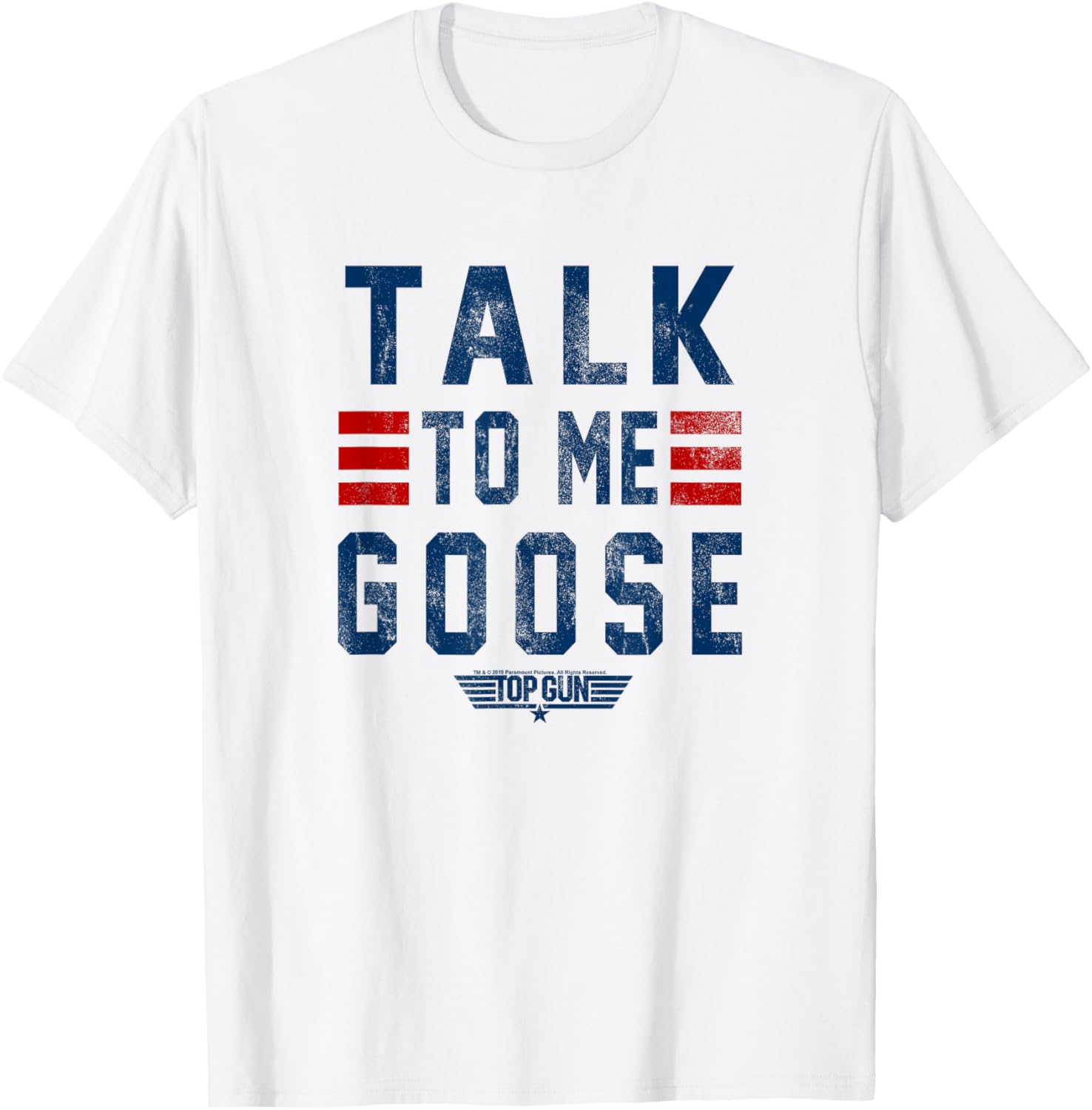 Top Gun Talk To Me Goose Distressed Text Short Sleeve