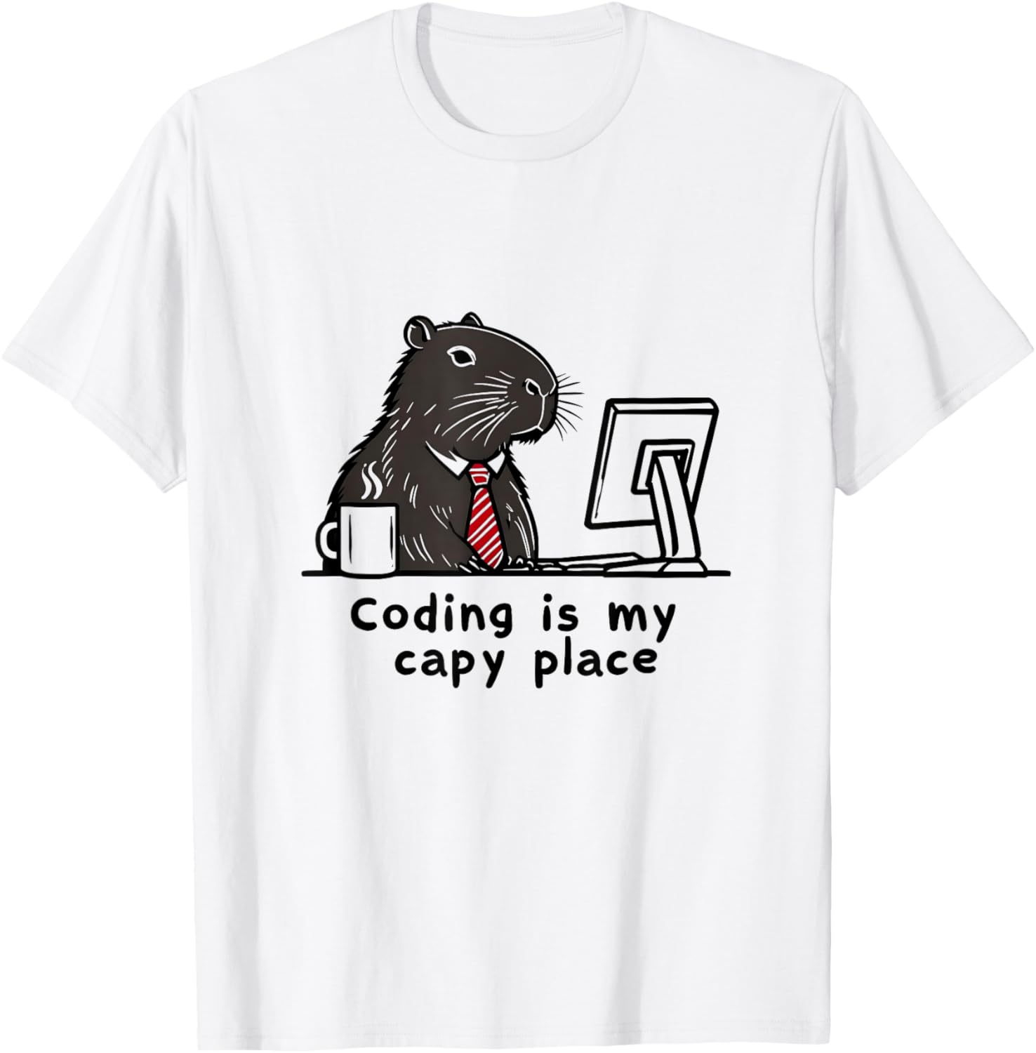Coding Is My Capy Place Capybara Funny Pun Programmer