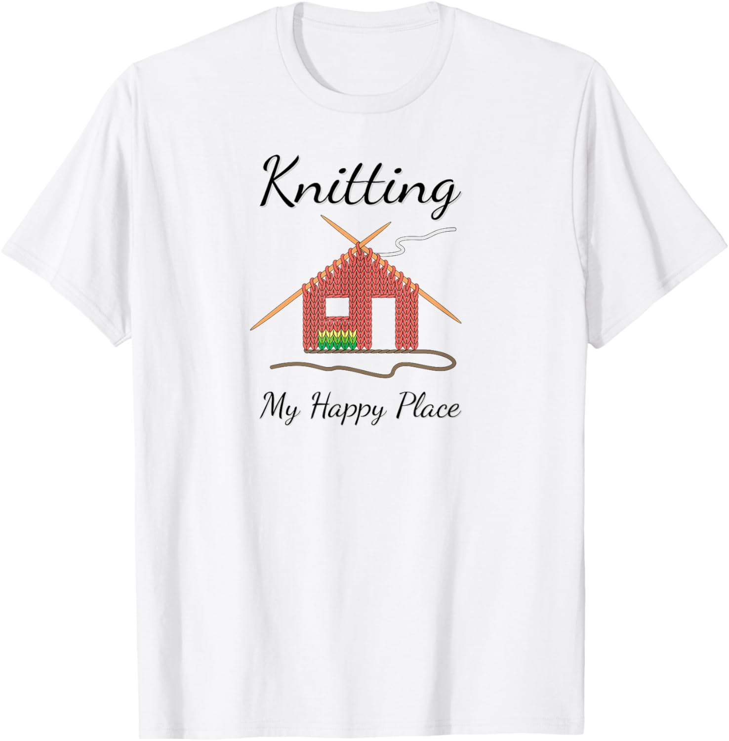 Knitting is my Happy Place cute knitting tshirt