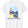 White Shoal Lighthouse Sea Gulls Whimsy Sailboat Sailing