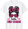 Hello 3rd Grade Messy Bun Coquette First Day Of School Girls