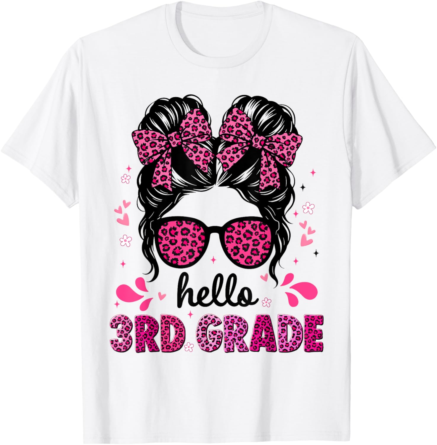 Hello 3rd Grade Messy Bun Coquette First Day Of School Girls
