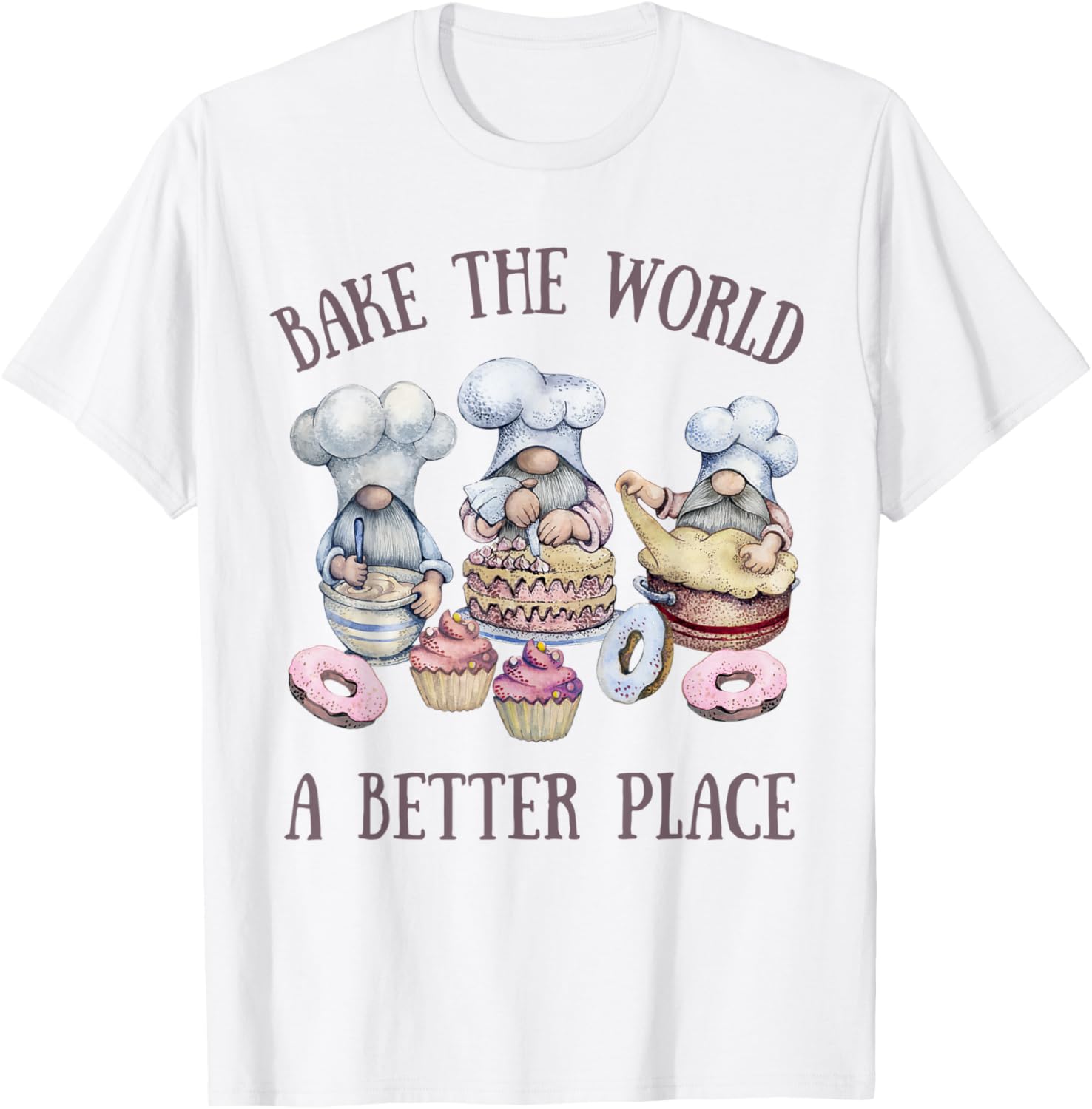 Bake the World A Better Place Cottagecore Gnomes Cupcake