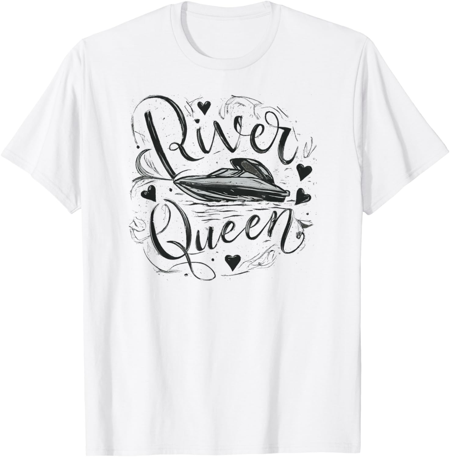 Stylish Sketched River Queen Ski Boat