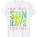 Boat Waves Sun Rays Lake Days Cute Retro