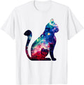 Beautiful Space Nebula Galaxy Cat Silhouette T-Shirt T-Shirt for Men Women Girls Kids