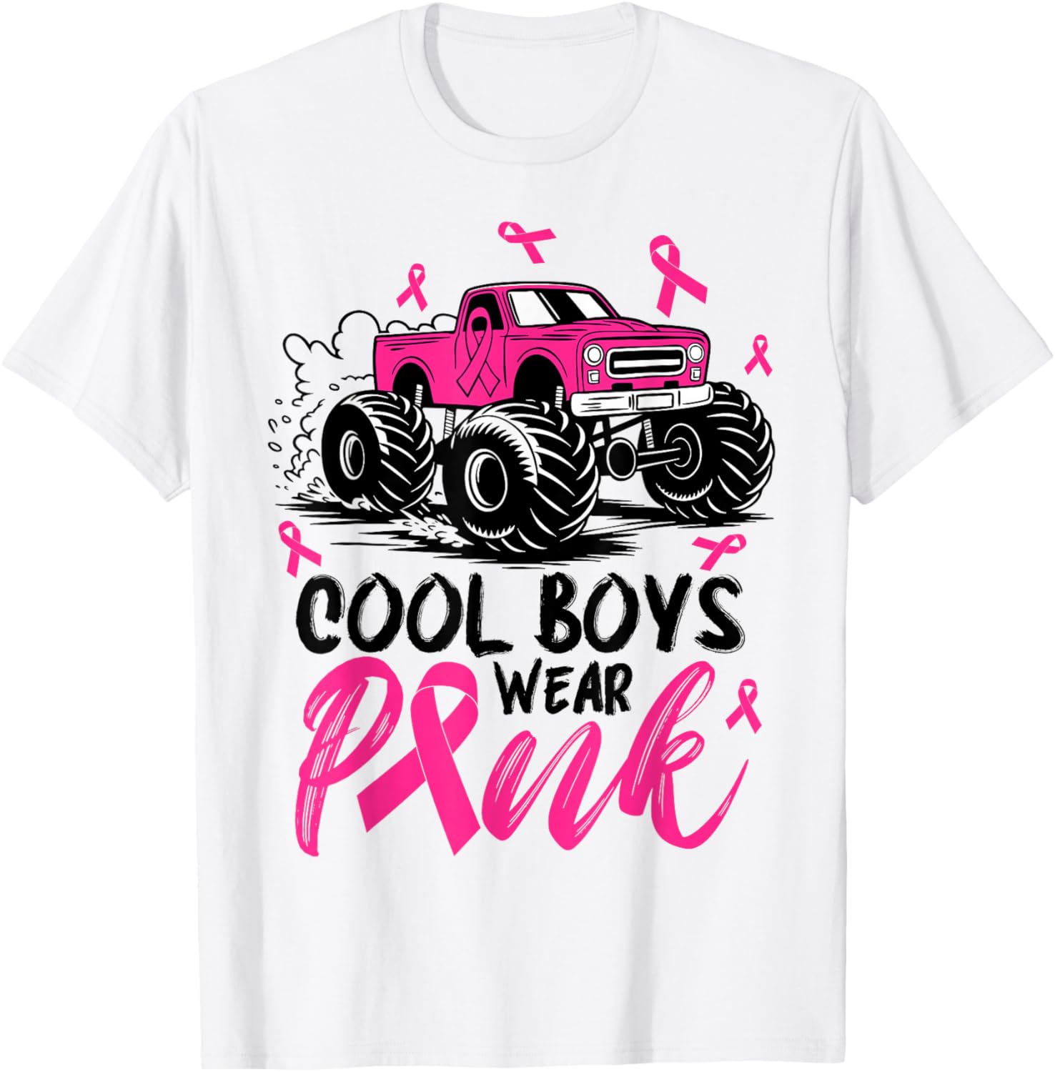 Monster Truck Cool Boys Wear Pink Breast Cancer Awareness