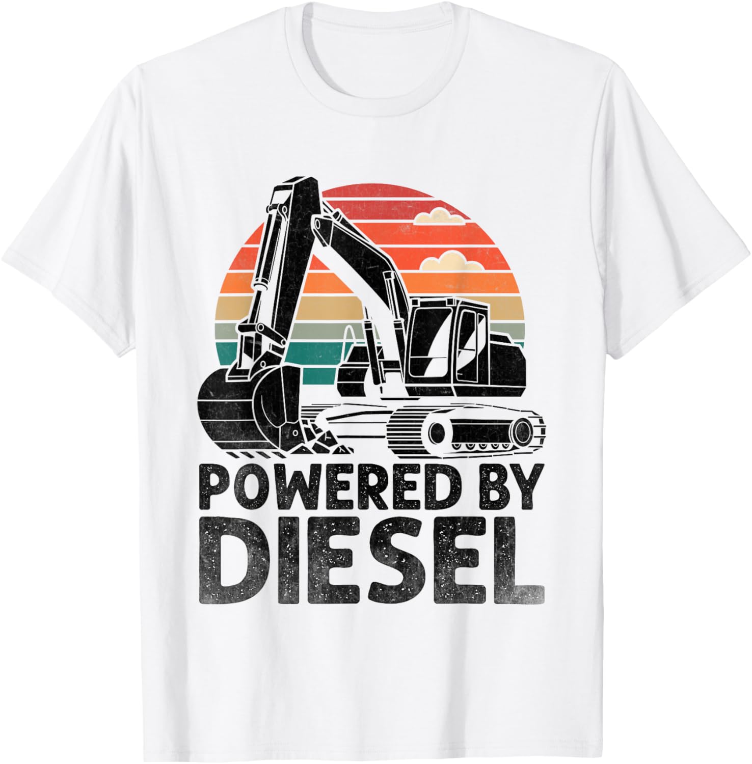 Retro Powered By Diesel Excavator Operator Construction