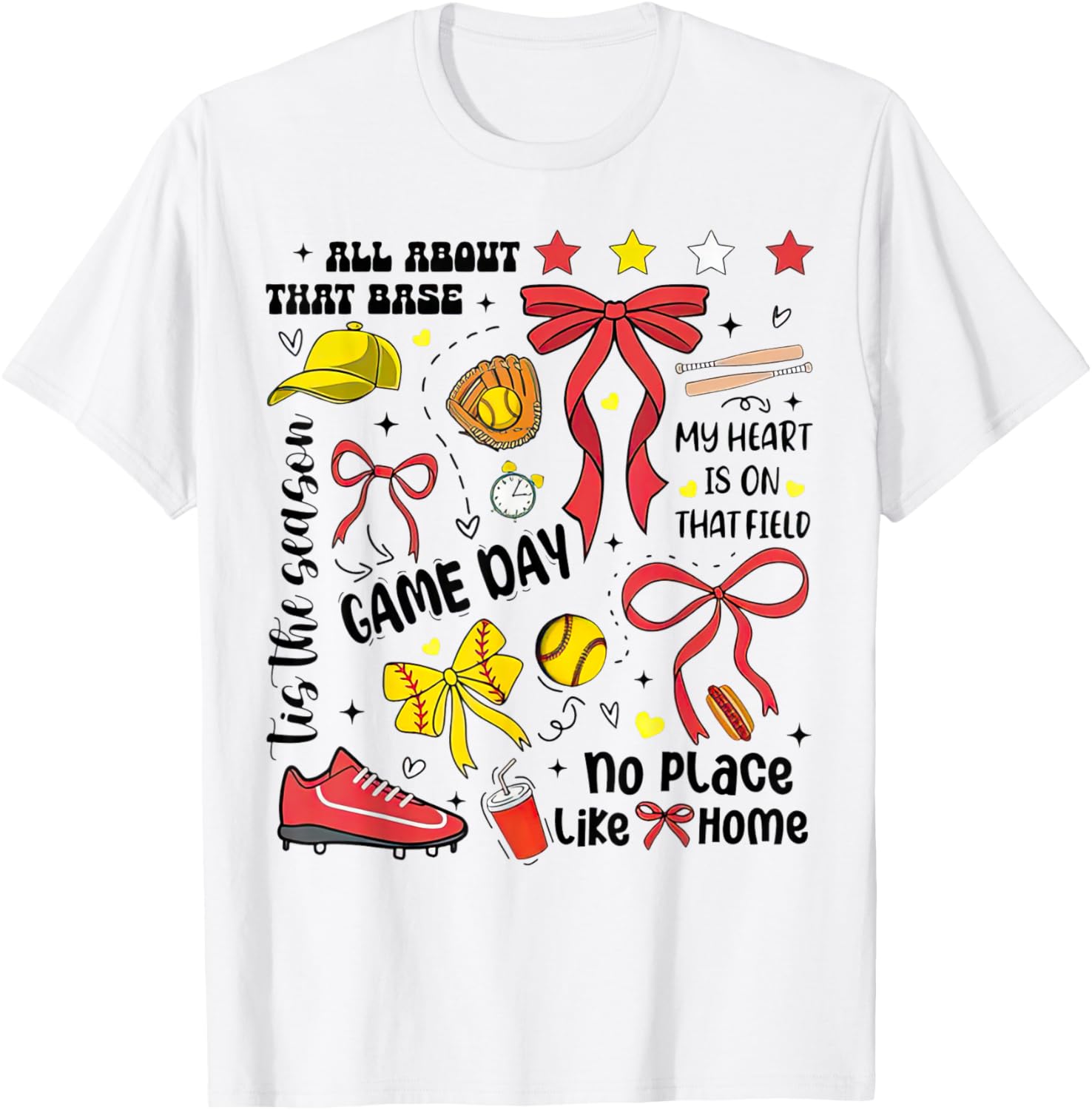 Game Day Softball Coquette Mom No Place Like Home Funny