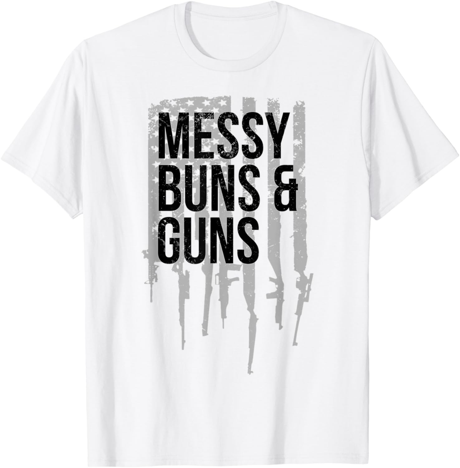 Messy Buns Guns Womens Patriotic Pro Gun Flag Guns