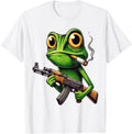 Unique Funny Frog Clipart Smoking Cigarette Holding Gun