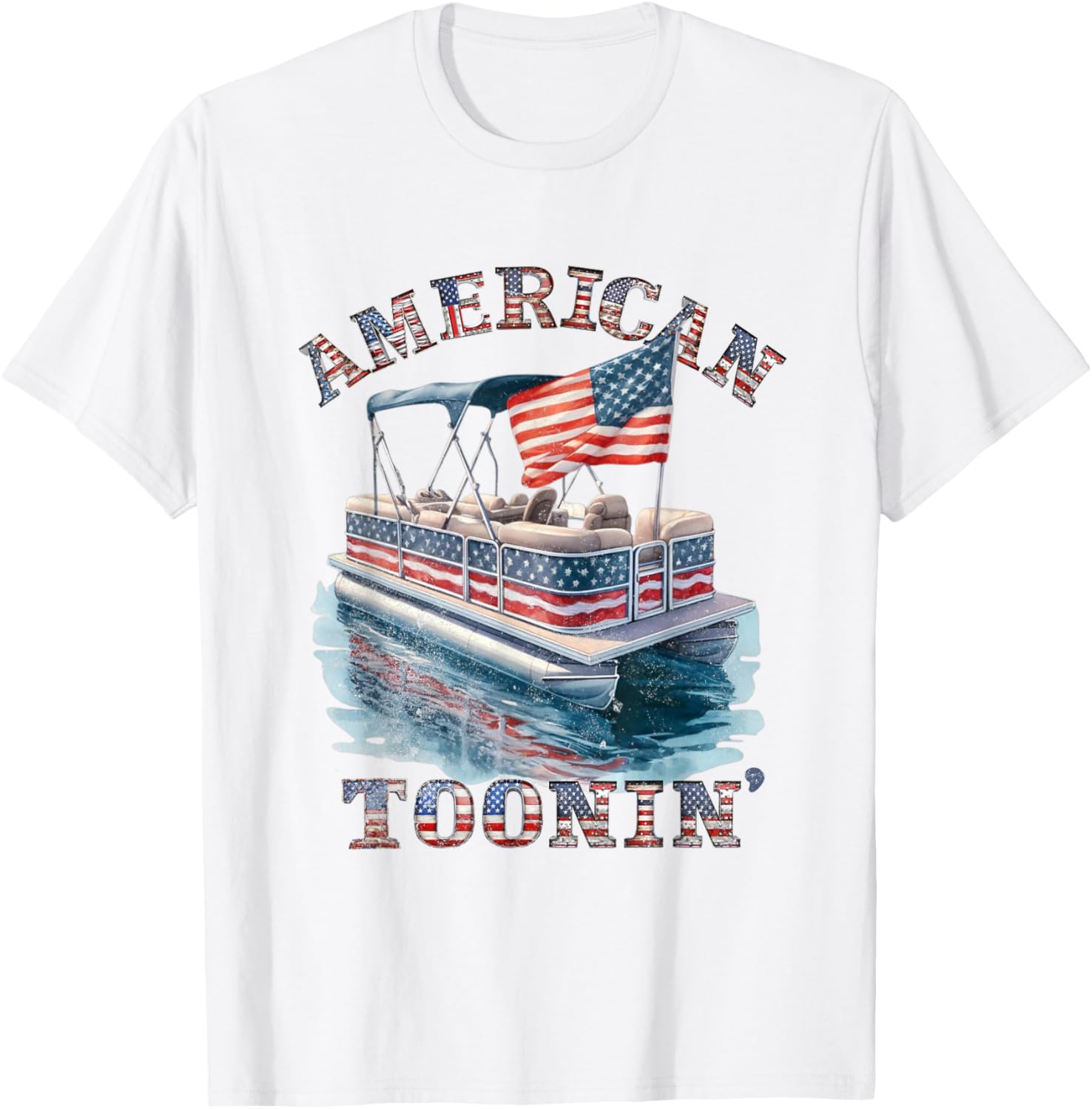 Patriotic Retro American Pontoon Boat