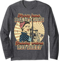 Vintage Patriotic Usa Messy Buns Guns Raising Wolves Sheep Long Sleeve