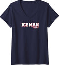 Womens Top Gun Ice Man Name Graphic Action Movie V Neck