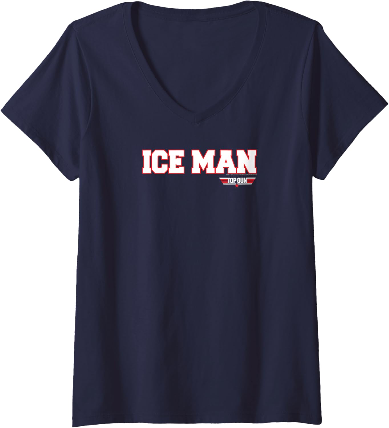 Womens Top Gun Ice Man Name Graphic Action Movie V Neck