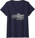 Womens Top Gun Metallic Danger Zone Action Movie V Neck