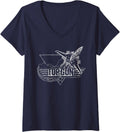 Womens Top Gun Vintage Silhouette Logo Action Movie V Neck