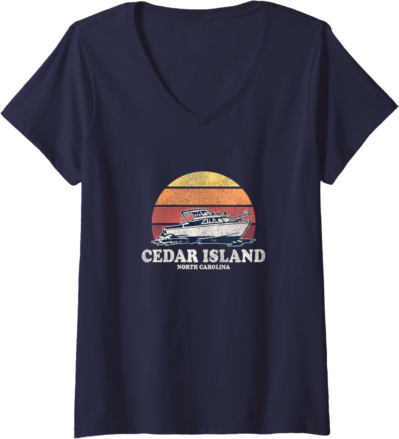 Womens Cedar Island Nc Vintage Boating 70S Retro