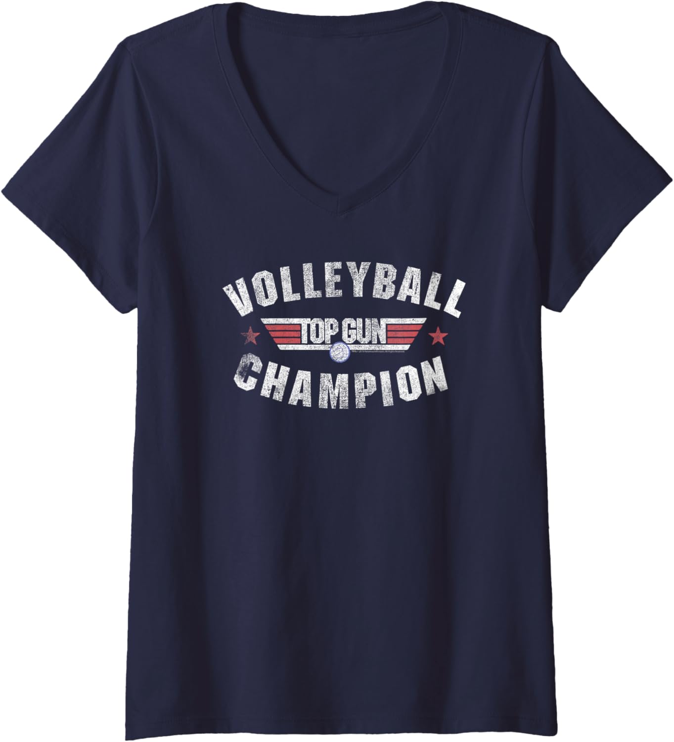 Womens Top Gun Volleyball Champion Logo Action Movie V Neck