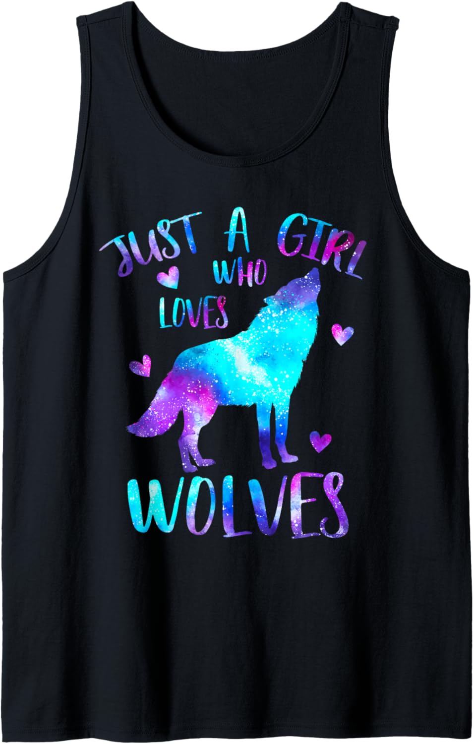 Just a Girl Who Loves Wolves Galaxy Space Cute Wolf Lover Tank Top