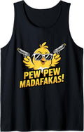 Funny Retro Chick With Guns Pew Madafakas Pew Duck Fans Tank Top