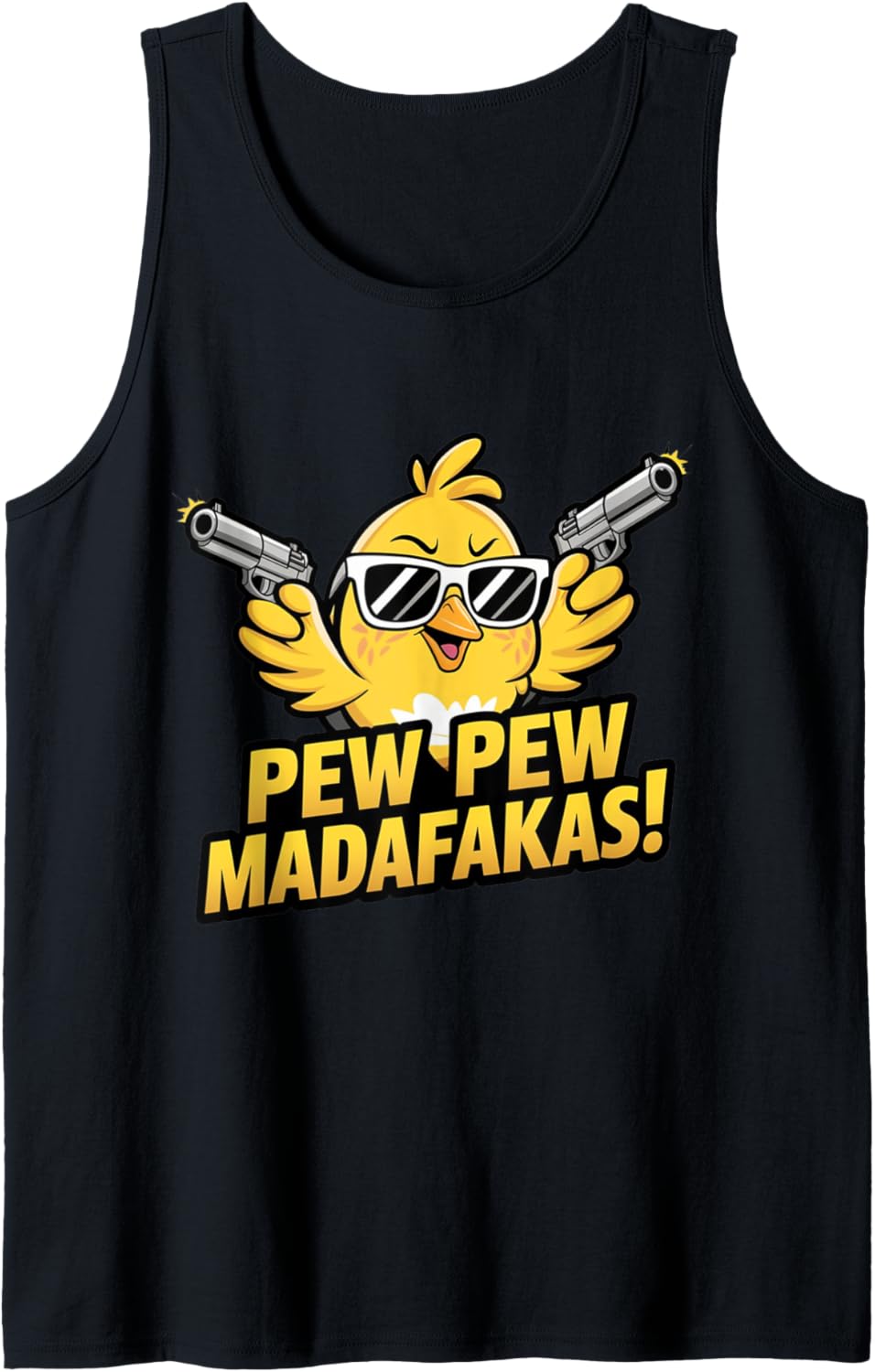 Funny Retro Chick With Guns Pew Madafakas Pew Duck Fans Tank Top