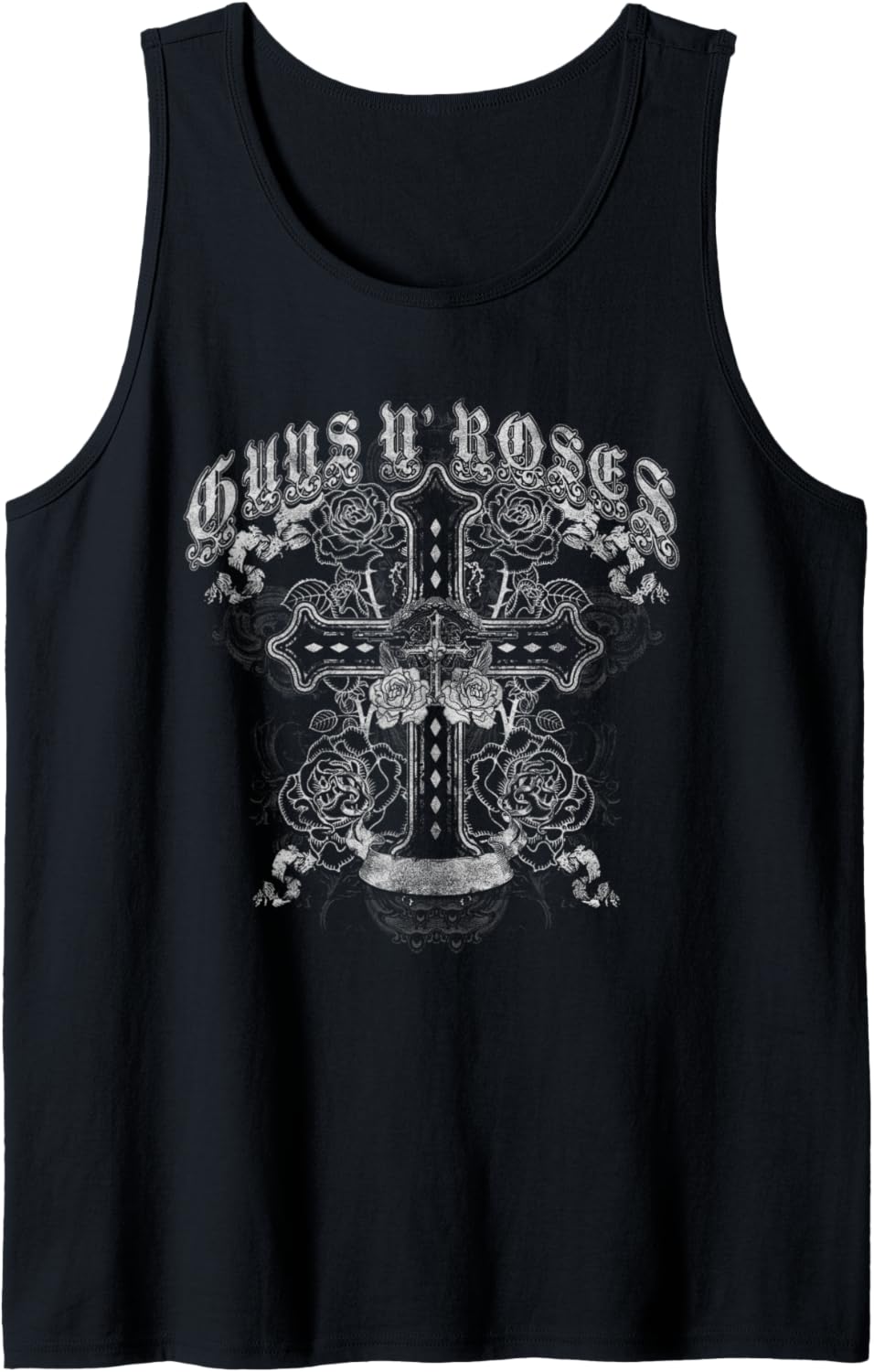 Guns N Roses Official Vintage White Cross Tank Top