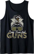 Messy Buns Guns Tshirt Women Wife Mom Military Tank Top