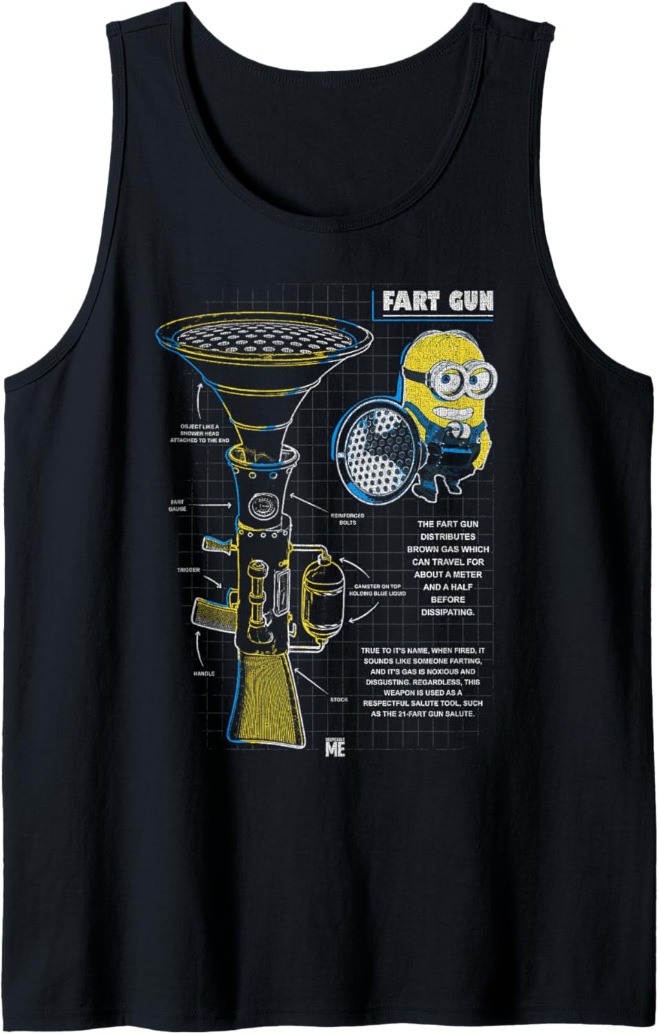 Despicable Me Minions Fart Gun Schematics Portrait Tank Top