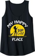 Womens Sup Girl Paddleboard My happy Place Tee Tank Top