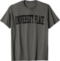 Vintage University Place WA Distressed Black Varsity Style