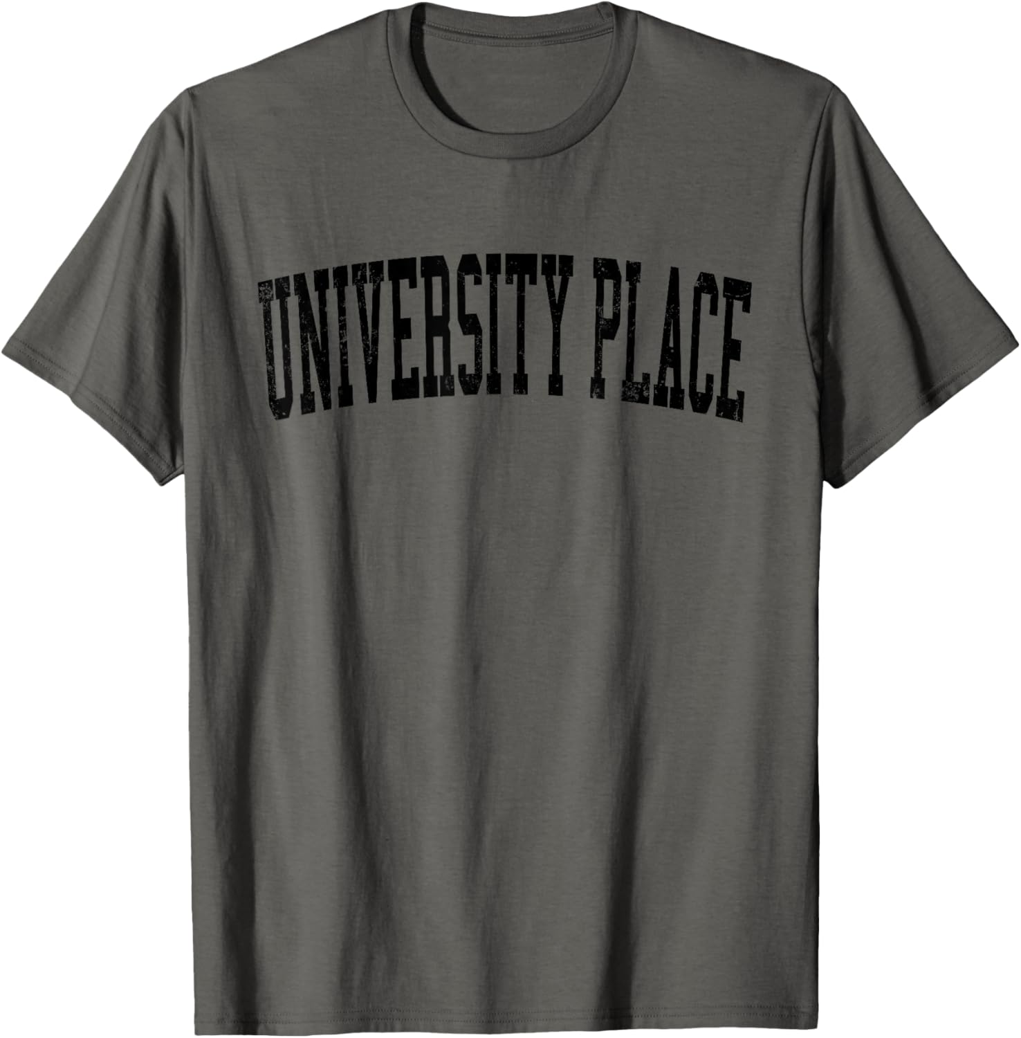 Vintage University Place WA Distressed Black Varsity Style