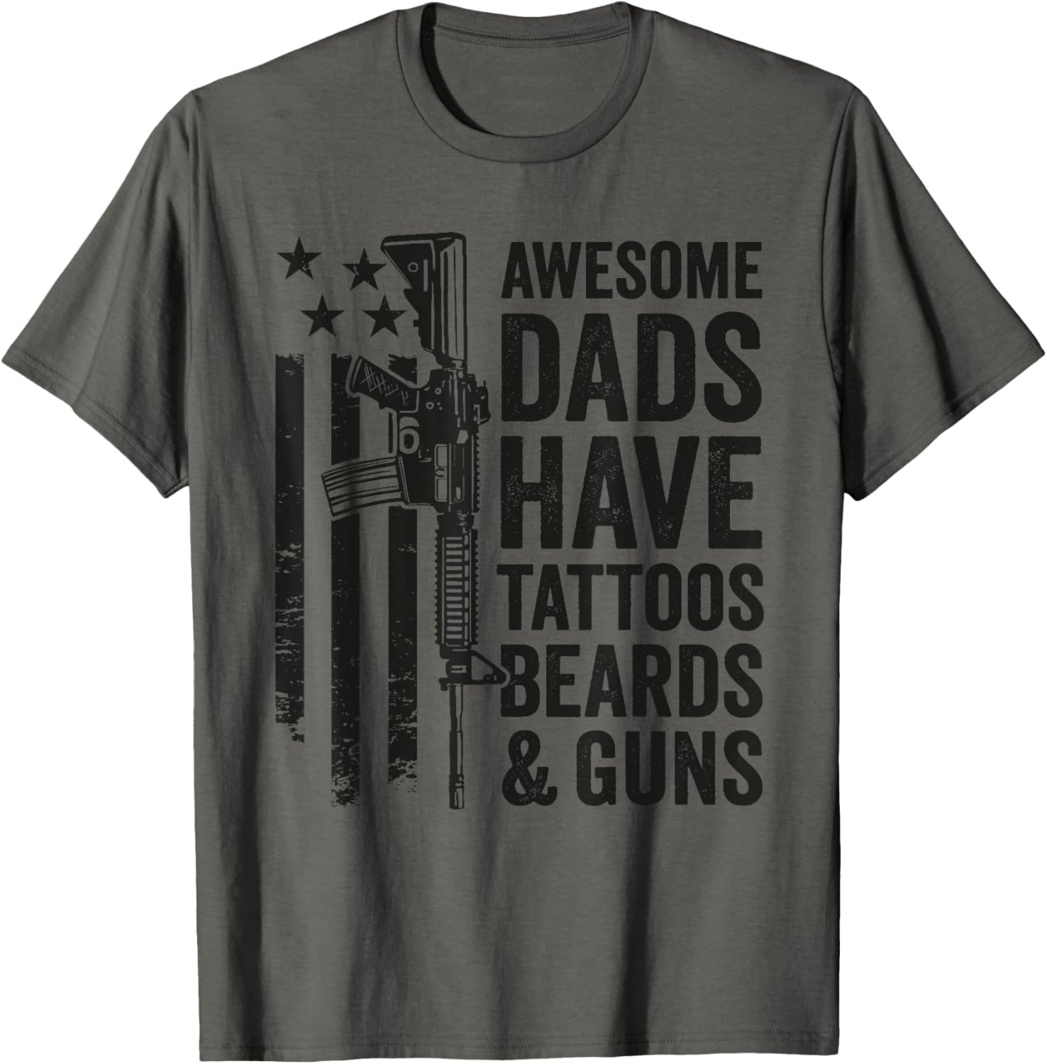Awesome Dads Have Tattoos Beards Guns Funny Dad Mens Gun