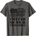 Coffee Guns Freedom 2A American Flag Funny Pro Gun T Shirt Women