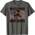 Messy Buns Guns Mom Messy Hair Usa Funny Womens Gun