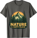 Nature Is My Happy Place Mountain Retro Sunset Design