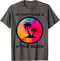 Retro My Happy Place Is At The Beach Shirt Funny Summer
