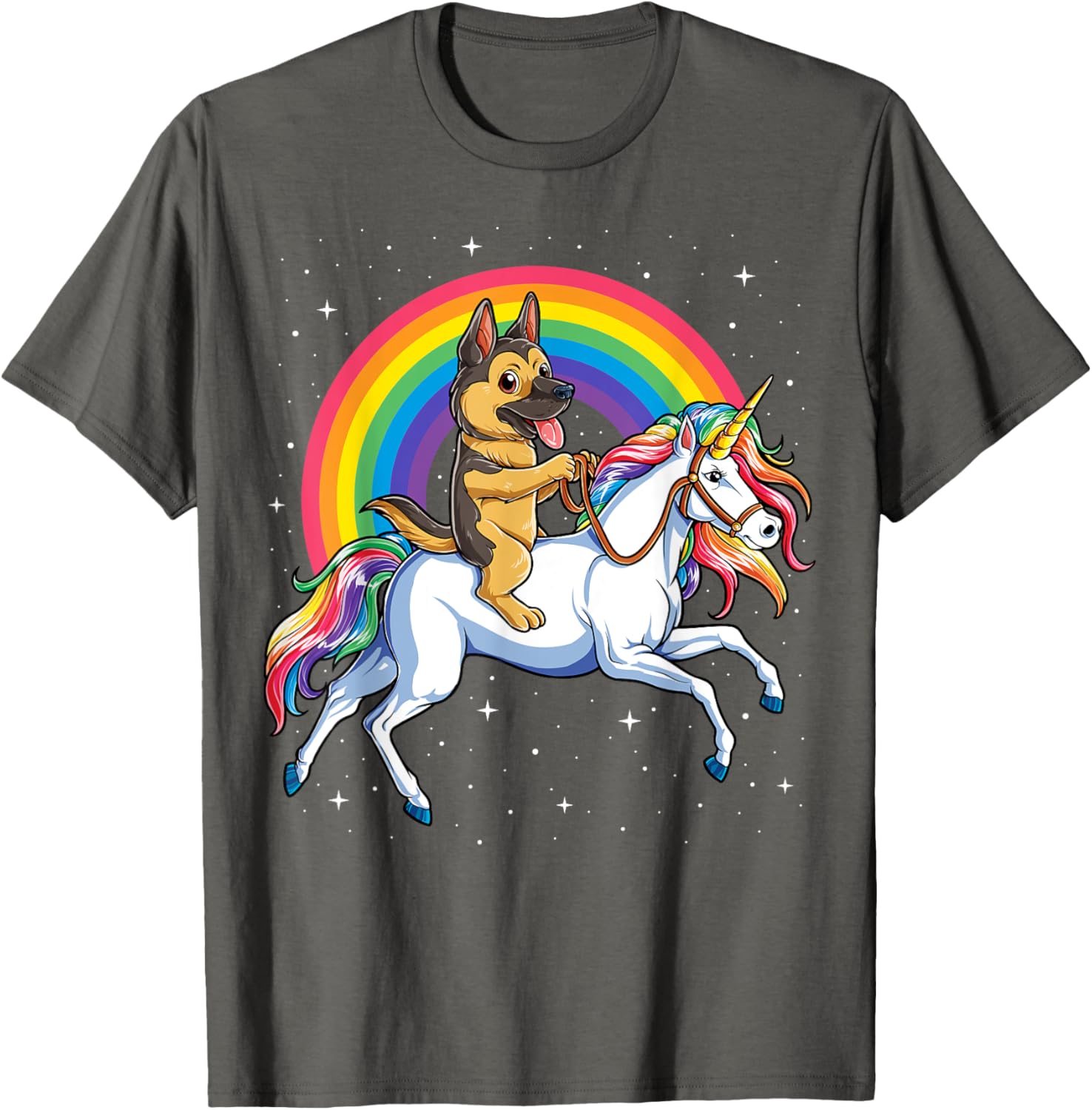 German Shepherd Unicorn T shirt Girls Space Galaxy Rainbow