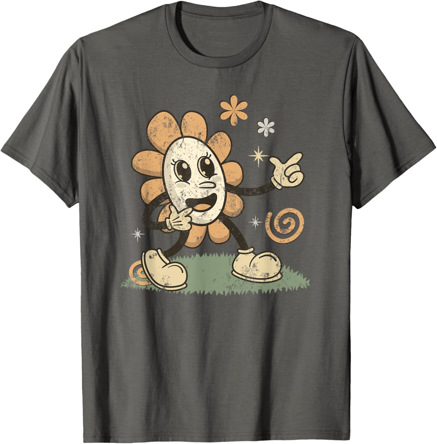 Funny Cartoon Flower Finger Gun Bam Hand Gesture Vintage