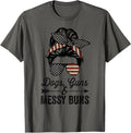 Funny Dogs Guns Messy Buns Womens Usa Pro Guns Dog Lover