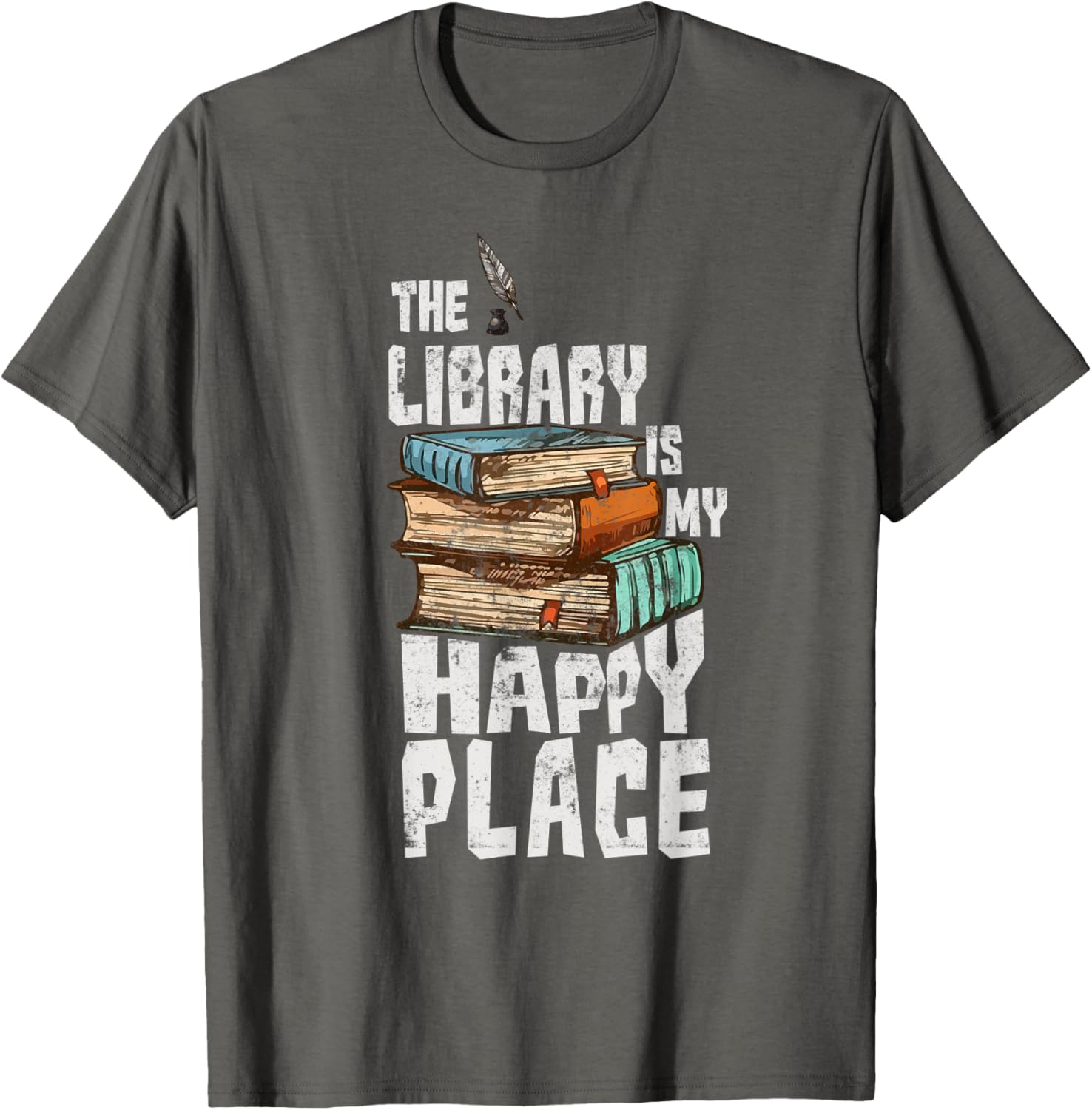 Librarian Gift Funny Library Happy Place Reading Book Lover
