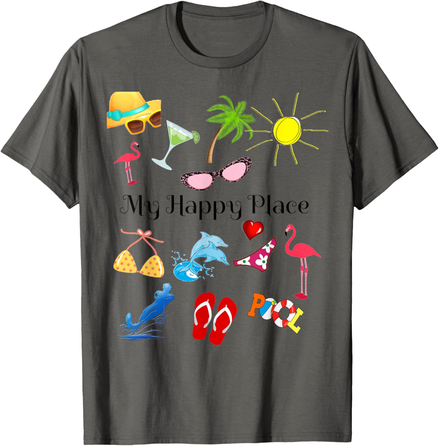 Beach Themed My Happy Place Ocean Sea Reunion Vacation Tee Men Women Kids