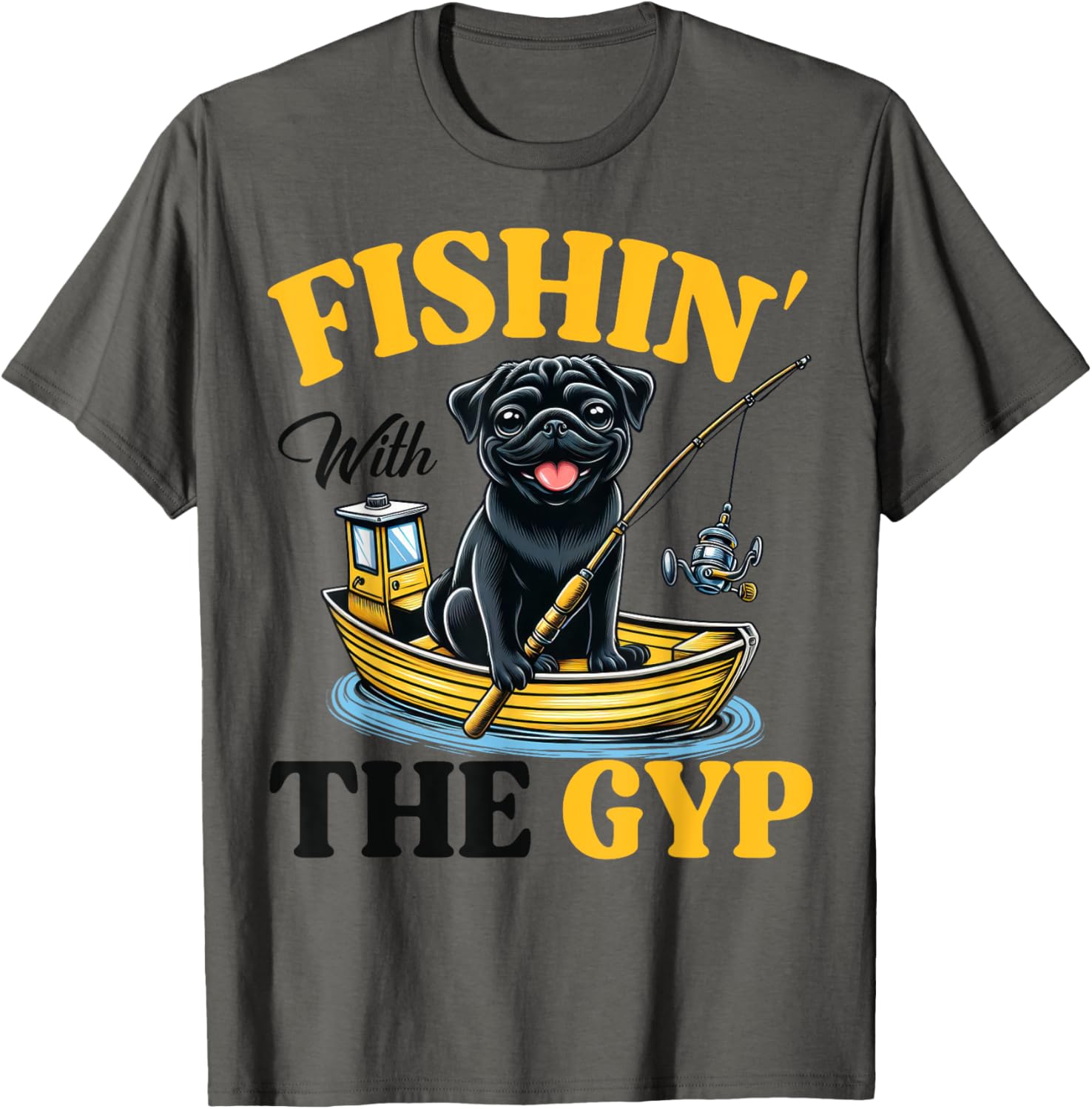 Fishin Gyp Pug On Boat Fishing