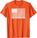 Gun Reform Now White American Flag Orange Gun Control Shirt